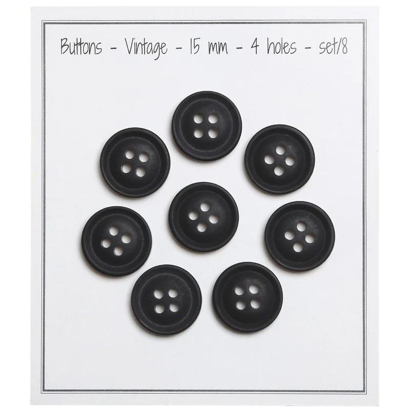 Vintage Knappar - Black – Flera Storlekar