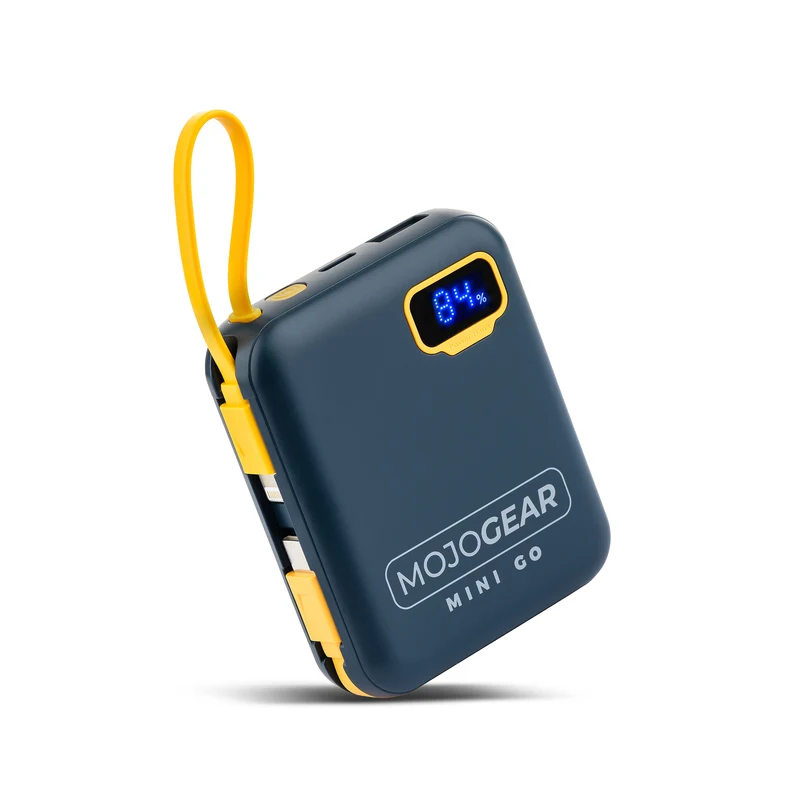 MOJOGEAR MINI GO 10,000mAh power bank with cables - Blue