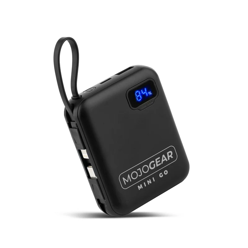 MOJOGEAR MINI GO 10,000 mAh power bank with built-in cables - Black