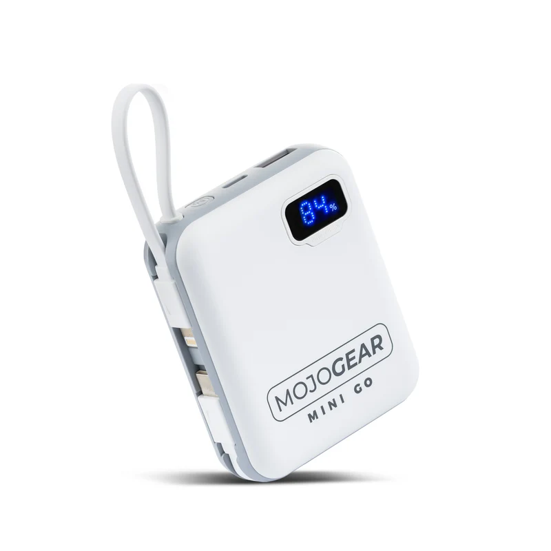 MOJOGEAR MINI GO 10,000mAh power bank with cables - White