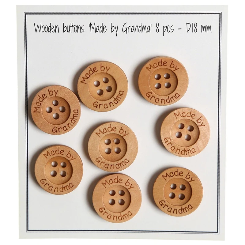 Träknappar - Made by Grandma - 18 mm