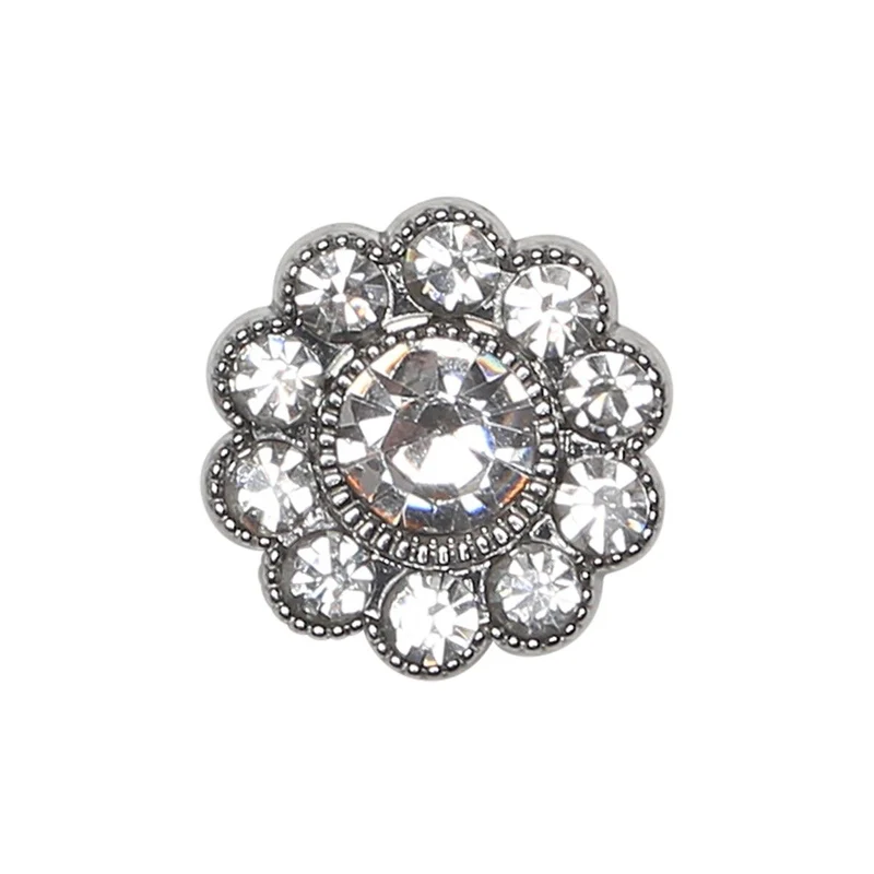 Bling Knappar - Stora Stenar - Silver - 4 st.