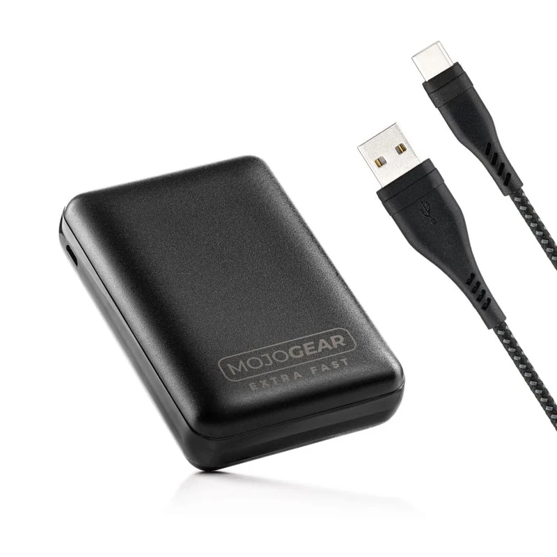MOJOGEAR MINI EXTRA FAST 10,000 mAh power bank with USB-C to USB cable Extra Strong 1.5m