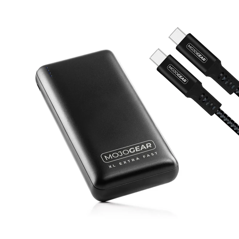 MOJOGEAR MINI XL 20,000 mAh EXTRA FAST power bank with USB-C to USB-C cable 100W USB 3.1 Extra Strong 1.5 m