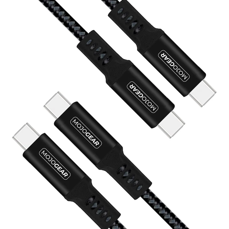 2x MOJOGEAR USB-C to USB-C cable 1.5 or 3 meters Extra Strong [DUOPACK]