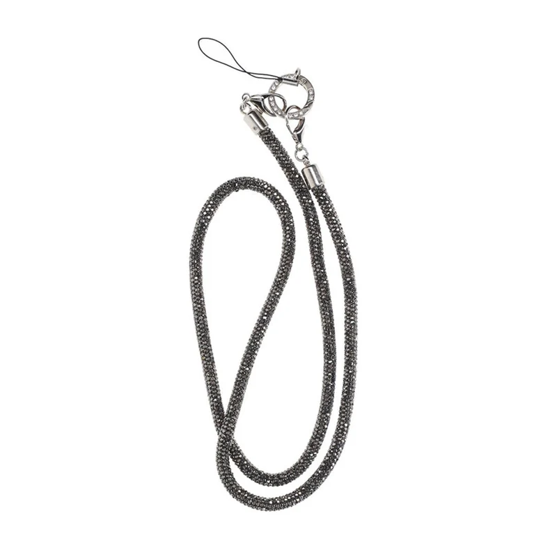 Mobilband Halsband 80cm - Mörkgrå glitter