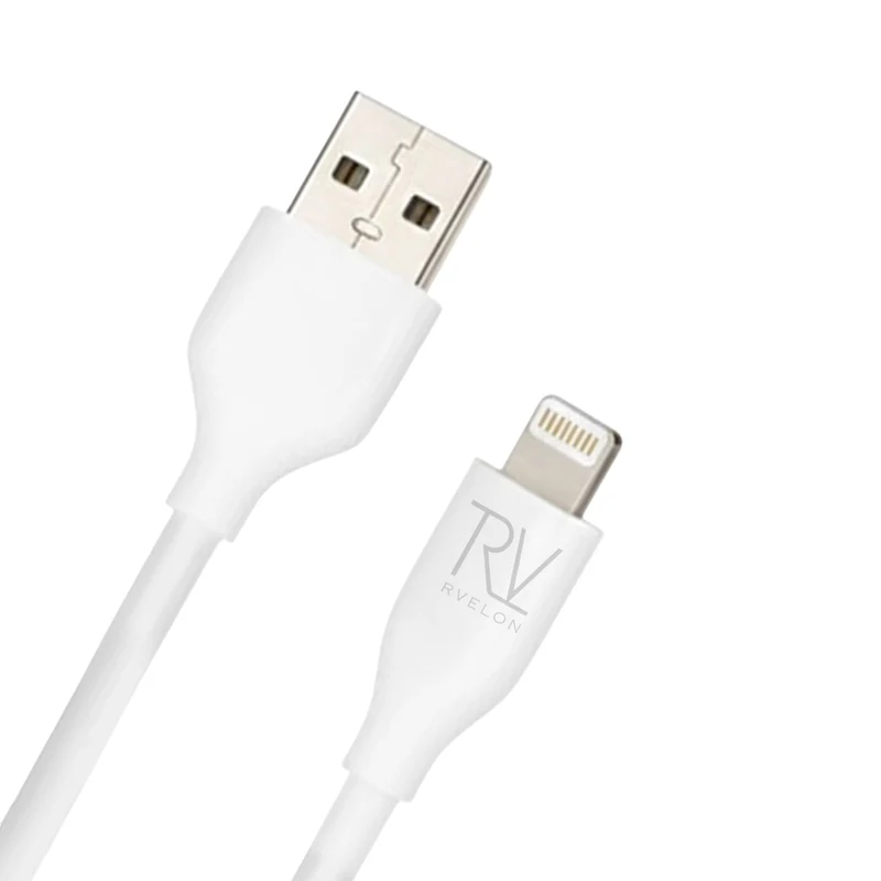 Rvelon iPhone-kabe USB A till Lightning MFi Silikon 1M Vit