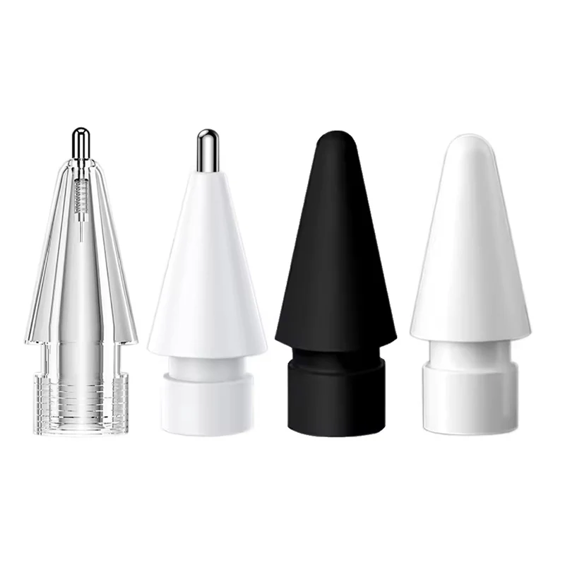 Apple Pencil Gen1 Gen2 toppar - 2 vita 2 svarta 2 klar