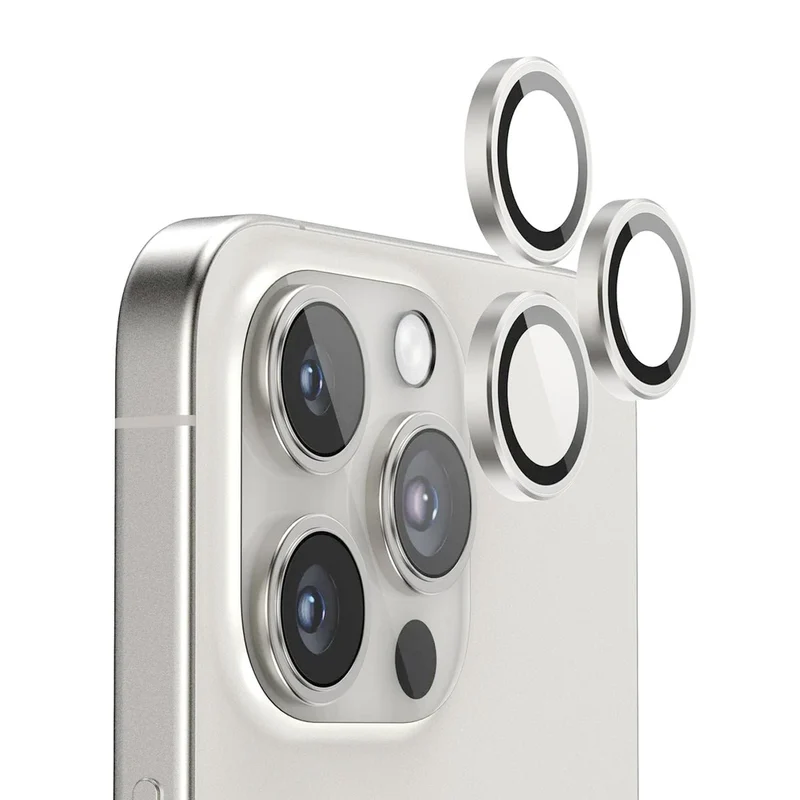 iPhone 16 Pro och 16 Pro Max Kameralins med metallram - Vit