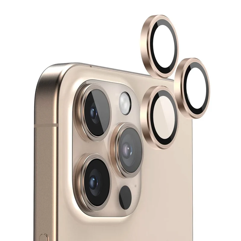 iPhone 16 Pro och 16 Pro Max Kameralins med metallram - Guld