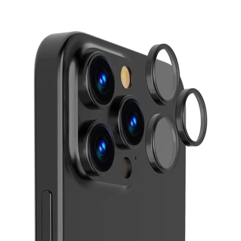 iPhone 16 Pro och 16 Pro Max Kameralins med metallram - Svart