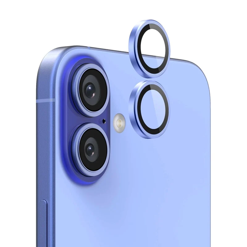 iPhone 16 och 16 Plus Kameralins med metallram - Blå