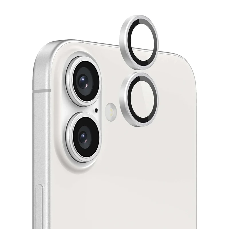 iPhone 16 och 16 Plus Kameralins med metallram - Vit