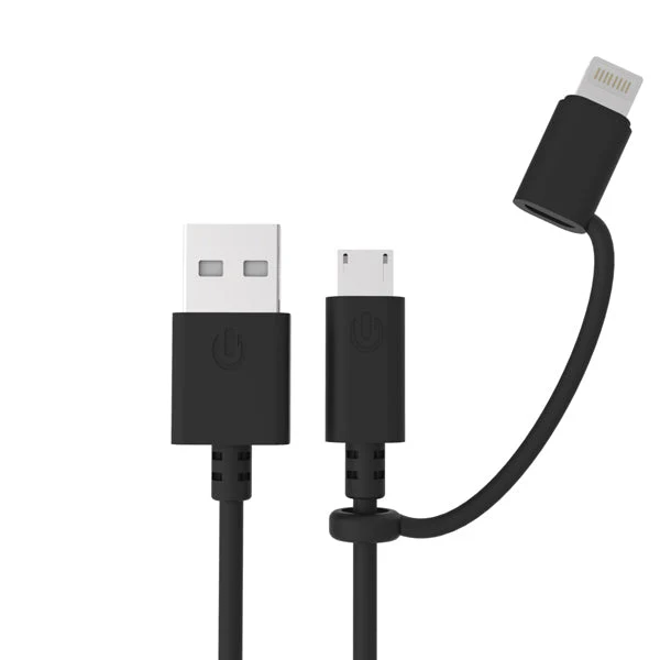 iPhone Kabel Lightning med Micro-USB Adapter 1 meter - Svart