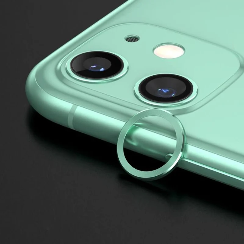 iPhone 12 Linsskydd med Metallram - Grön 2-pack