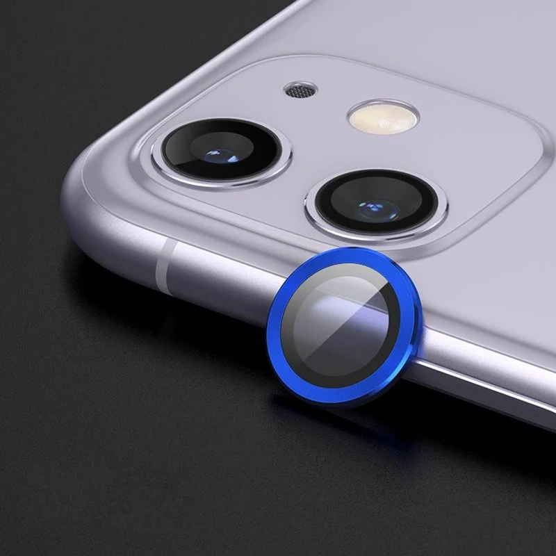 iPhone 12 Linsskydd med Metallram - Blå 2-pack