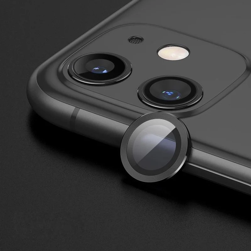 iPhone 12 Linsskydd med Metallram - Svart 2-pack
