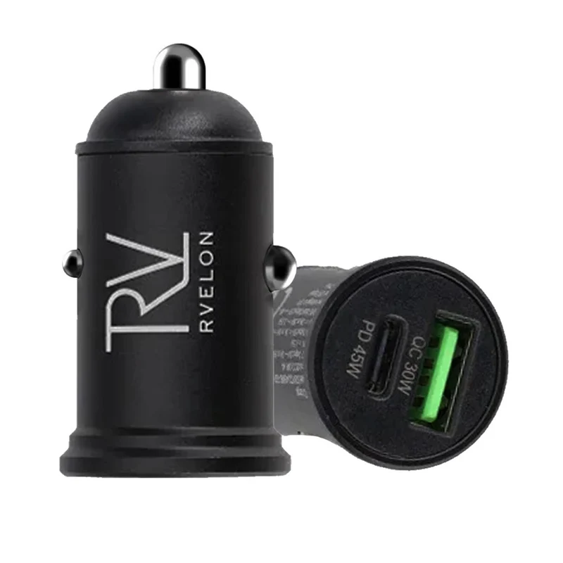 Rvelon Billaddare 45W USB C PD3.0 och USB A QC3.0