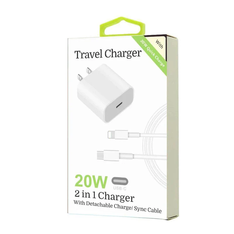 20W Lightning to Type-C 2 in 1 Fast Charger (white)