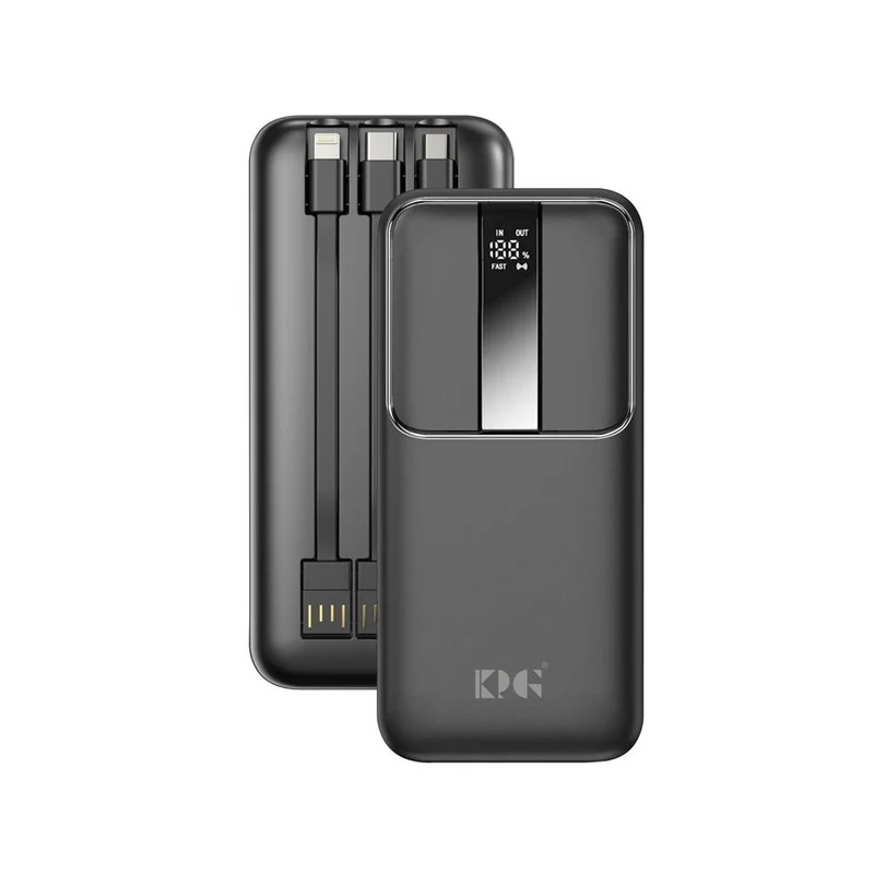 10k mAh 22.5W Power Bank w/ Built-in Cable (black)