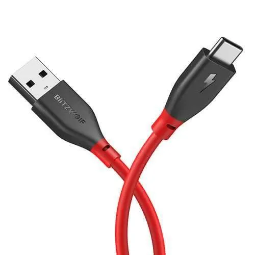BlitzWolf AmpCore BW-TC12 3A USB Type-C Charging Data Cable 3ft/0.9m With Magic Tape Strap