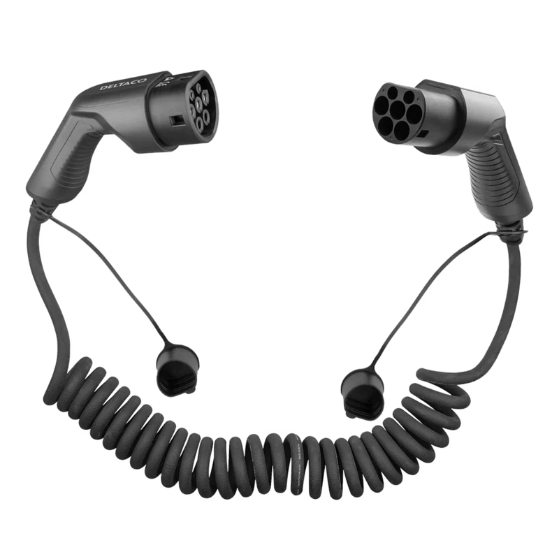 Spiral Laddkabel Typ 2, 3-fas 16 A, 11 kW - 5 meter
