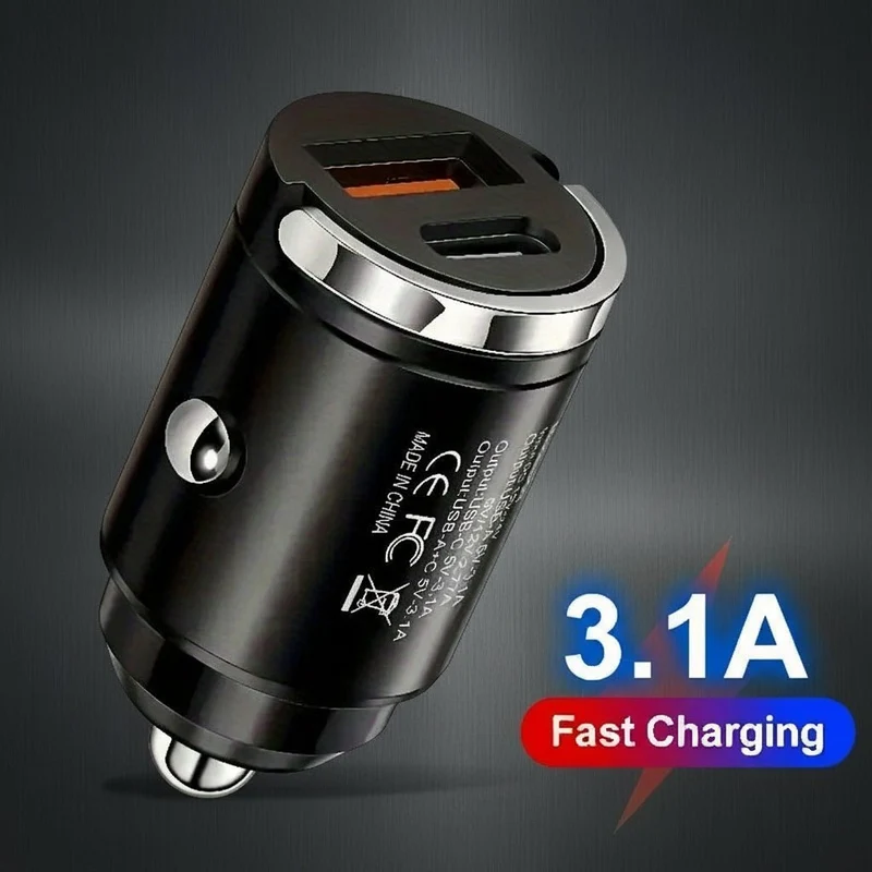 USB-C 12 VOLT Laddaradapter 100W Dubbelports Metall Billaddare Snabb Enkel Universal Tesla, Byd, VW ID, Kia, MG