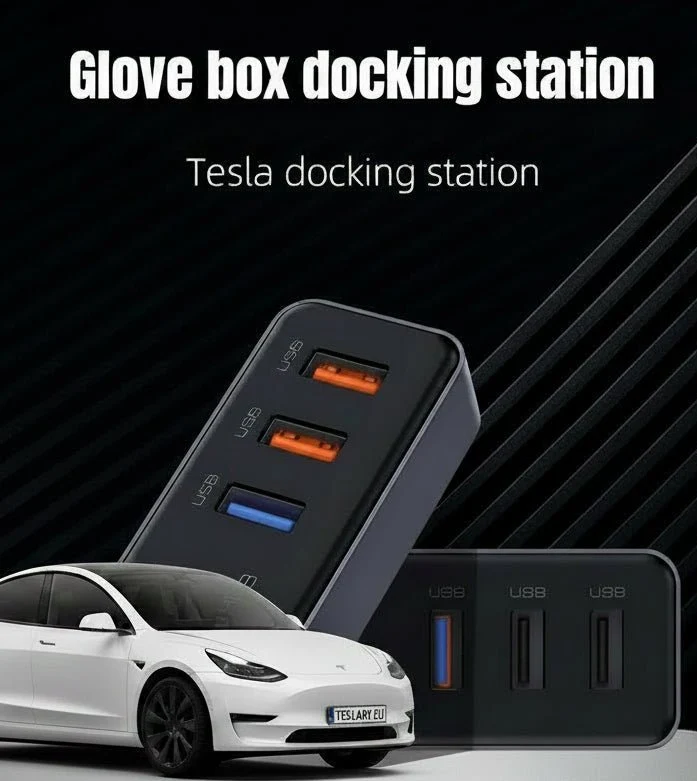 Tesla Model Y/3 Handskfack USB-dockningsadapter (endast vänsterstyrd)