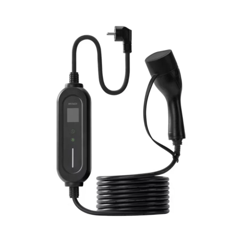 Deltaco Portabel Reseladdare Mode 2 Schuko–Typ 2, 6–16A med temperatursensor