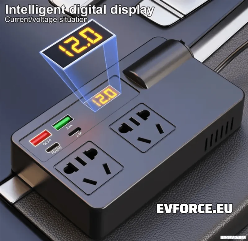 200 Watt 12–24V 220V-växelriktare kompatibel med Tesla-bilar (EU och Storbritannien)