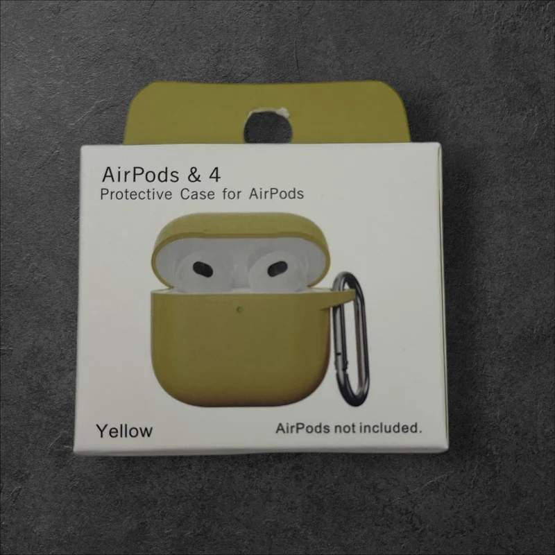AirPods & 4 New Silicone Case(Yellow)