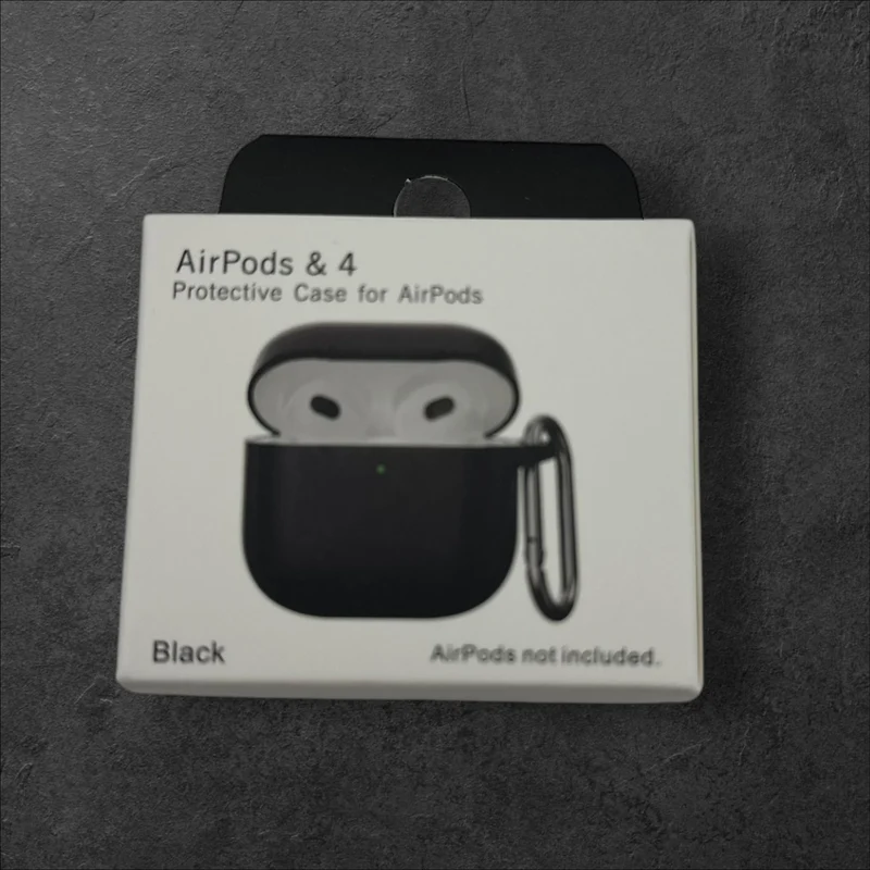 AirPods & 4 New Silicone Case(Black)