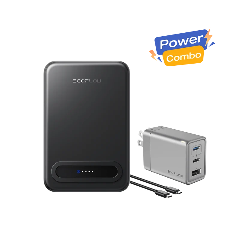 EcoFlow RAPID Mag Qi2 Power Bank (10K, 15W) + RAPID 65W GaN Charger with 100W Cable