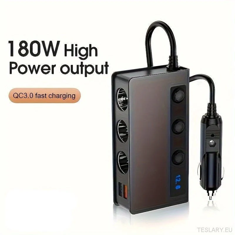 Högpresterande billaddare på 120 W/180 W med dubbla USB-portar och spänningsdisplay - Passar för 12 V/24 V-fordon, snabbladdningsadapter