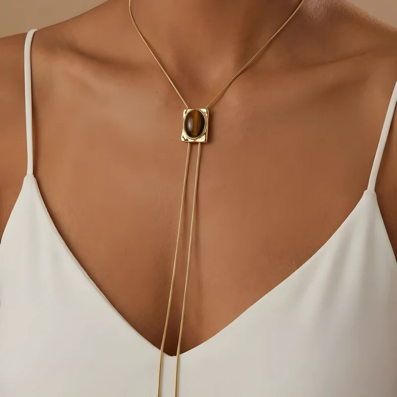 Tiger Eye Bolo Necklace