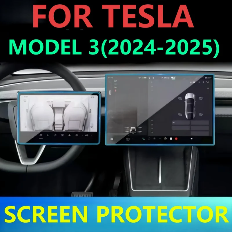 Skärmskydd fram och bak för Tesla Model Y Enbär och Model 3 Highland | Glansig termoplastisk elastomer, 5 timmars hårdhet