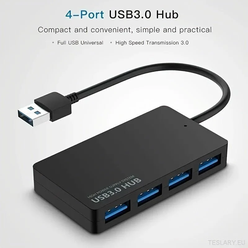 USB 3.0-hub, 4-portars USB-hub, USB-splitter, ultratunn mini-expansionskabel för flera portar, lämplig för PC, Tesla-data, bärbar dator [USB-adapter, USB-förlängare]