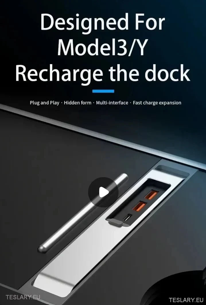 Trippelports USB-expansionshub för Tesla 3/Y med skjutbart lock
