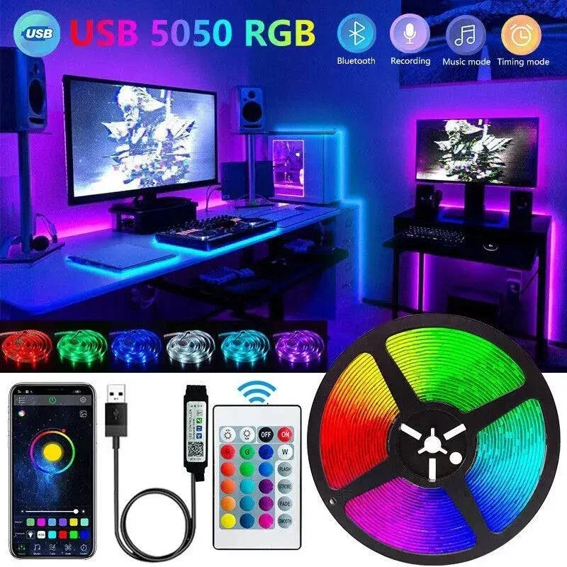 Bluetooth LED-remsa Smart SMD 5050 APP Fjärrkontroll Flexibelt band Diodlampa Tejp TV Bakgrundsbelysning Spelrum Heminredning