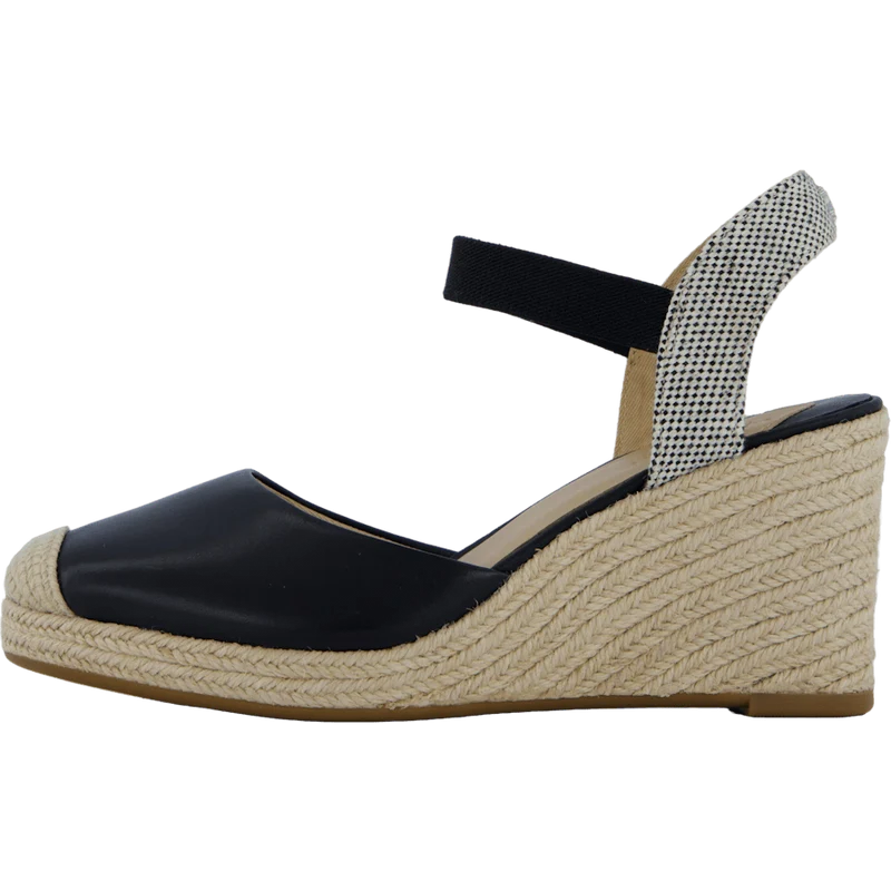 Pearle II Leather & Canvas Espadrille Black / Natural / Black