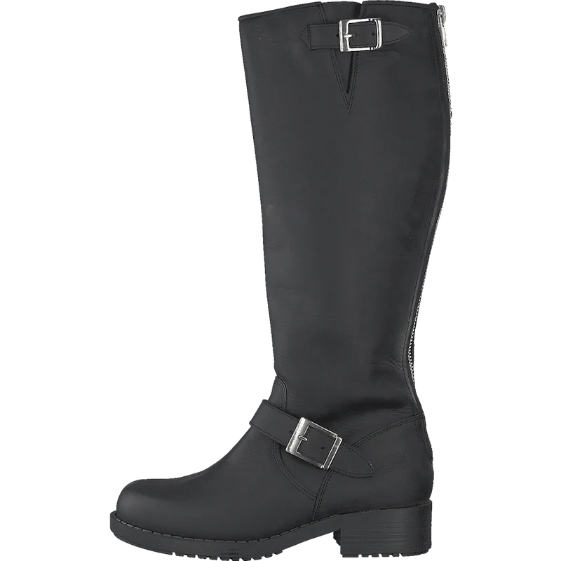 High Zip Back Black Shiny Silver