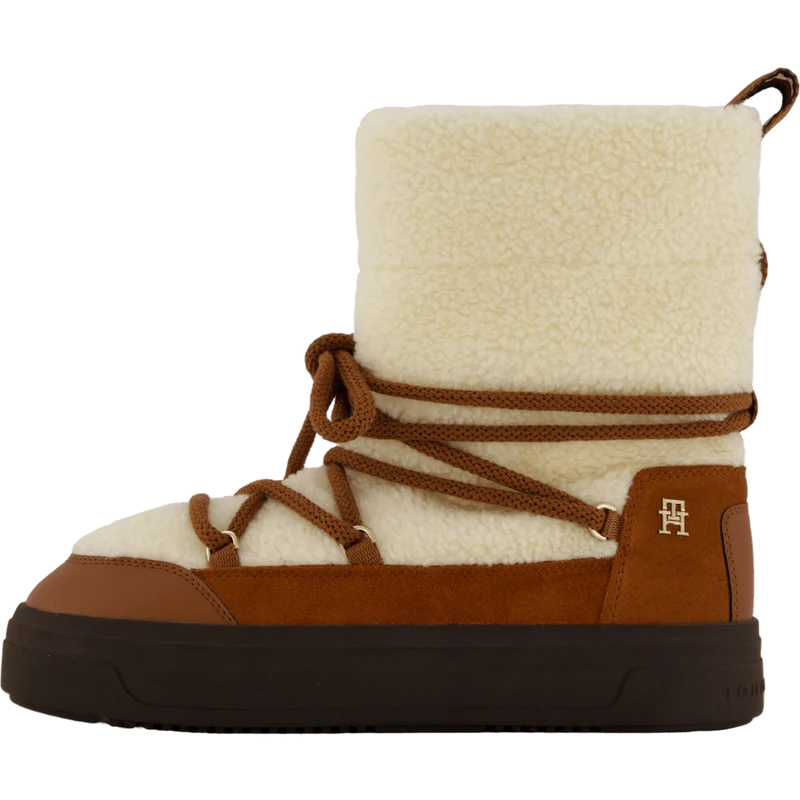 Lace-up Faux Shearling Snowboo Cognac Brown