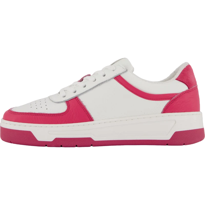 The Ella 2.0 White/fuxia Tumbled Leather