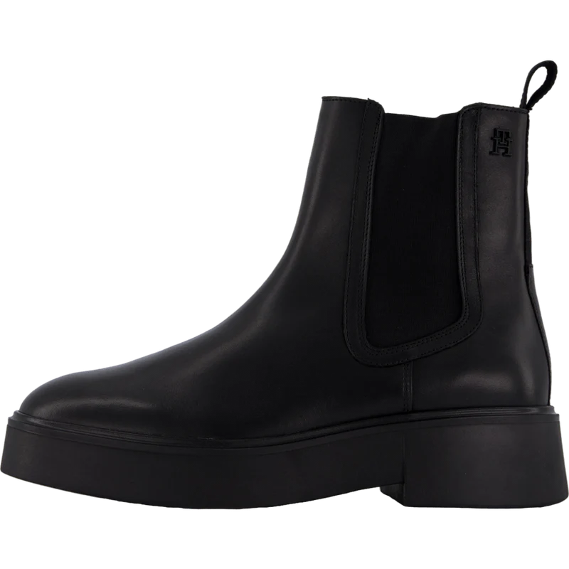 Minimal Leather Chelsea Logota Black
