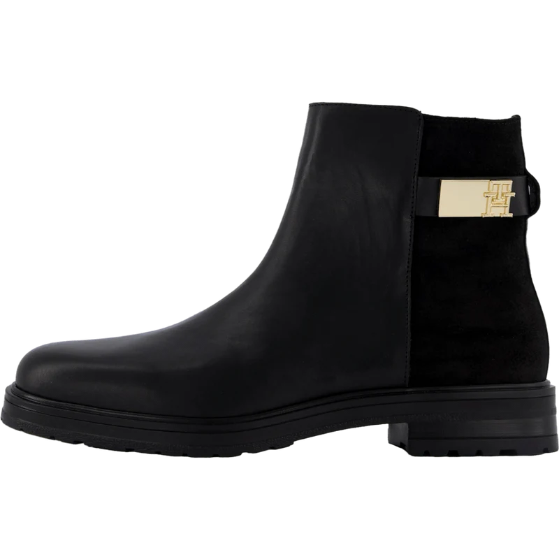 Th Logo Leather Mix Chelsea Black