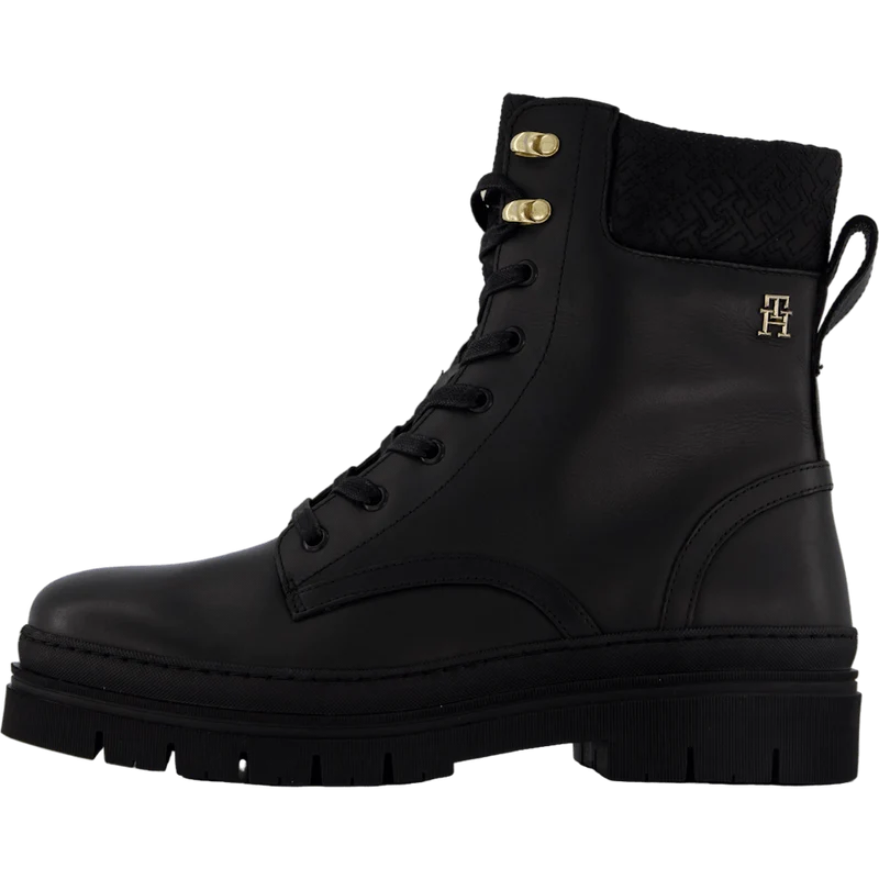 Cleated Lace-up Lthr Mix Mono Black