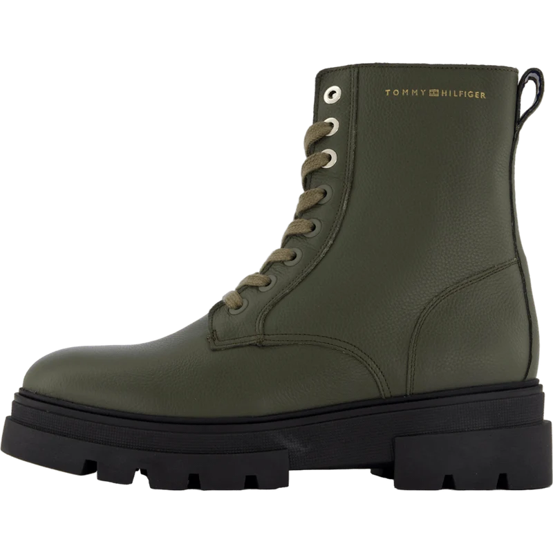 Bicolor Leather Lace-up Army Green