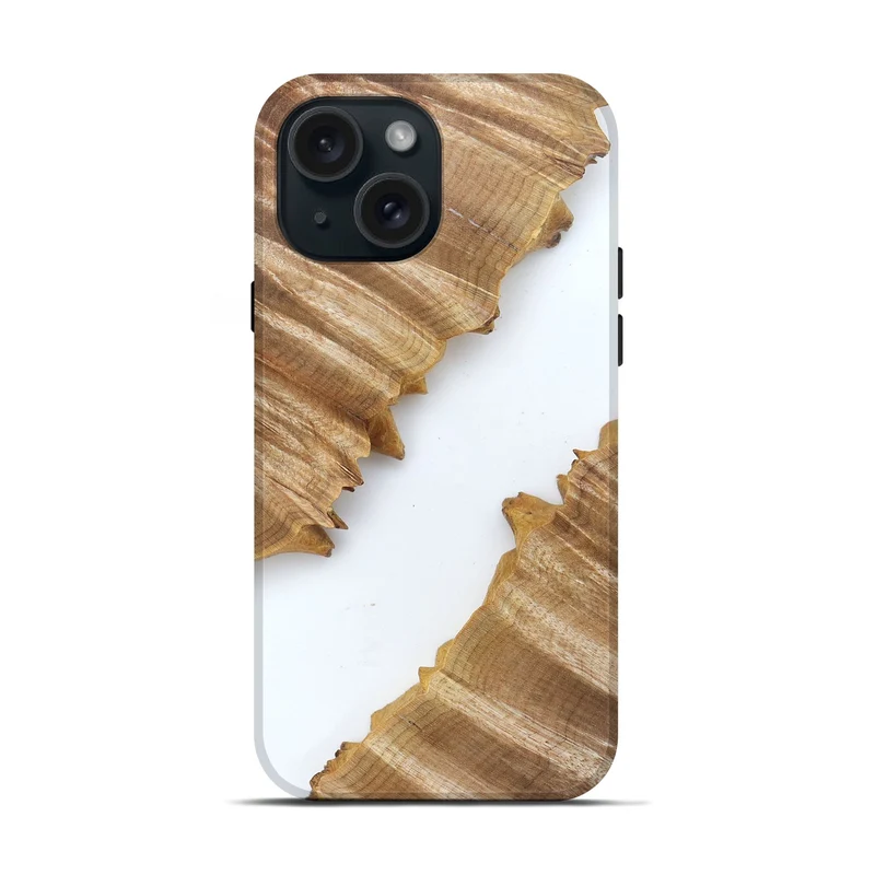 iPhone 15 Wood Live Edge Phone Case - Al (Clear, 829292)