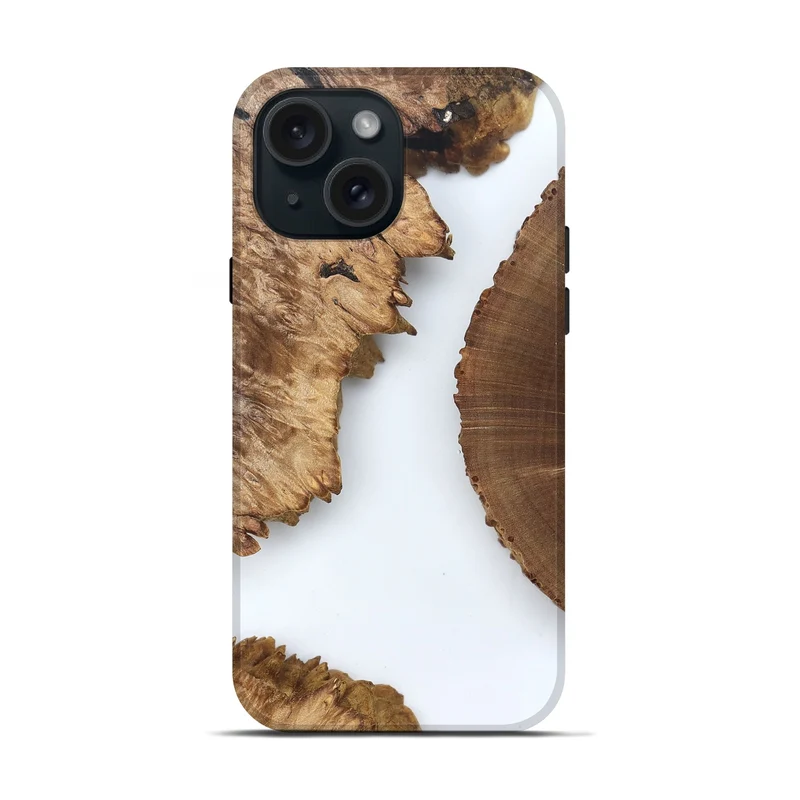 iPhone 15 Wood Live Edge Phone Case - Loretta (Clear, 829286)