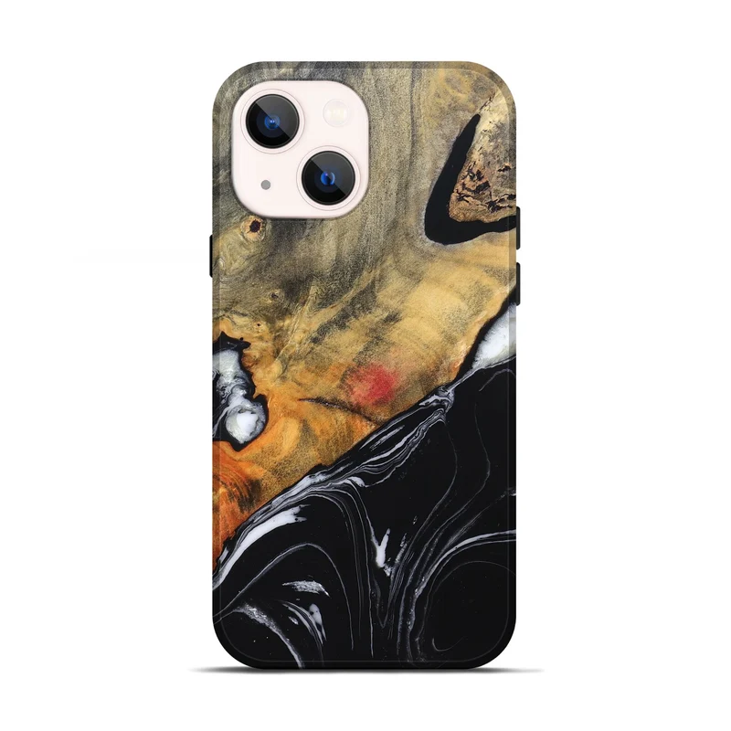 iPhone 13 Wood Live Edge Phone Case - Corrie (Black & White, 829279)